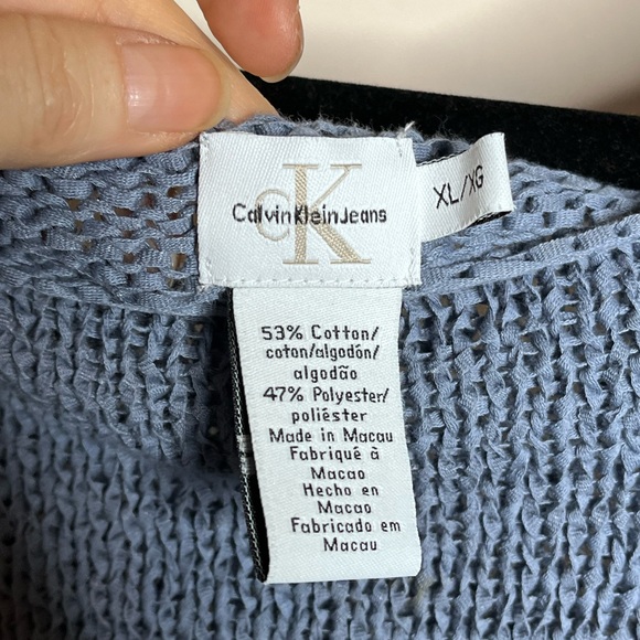 CALVIN KLEIN coastal blue beachy loose knit ballet neck sweater size XL - Picture 5 of 5